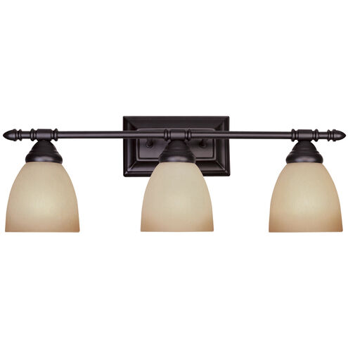 Apollo 3 Light 24 inch Oil Rubbed Bronze Bath Bar Wall Light in Amber Sandstone