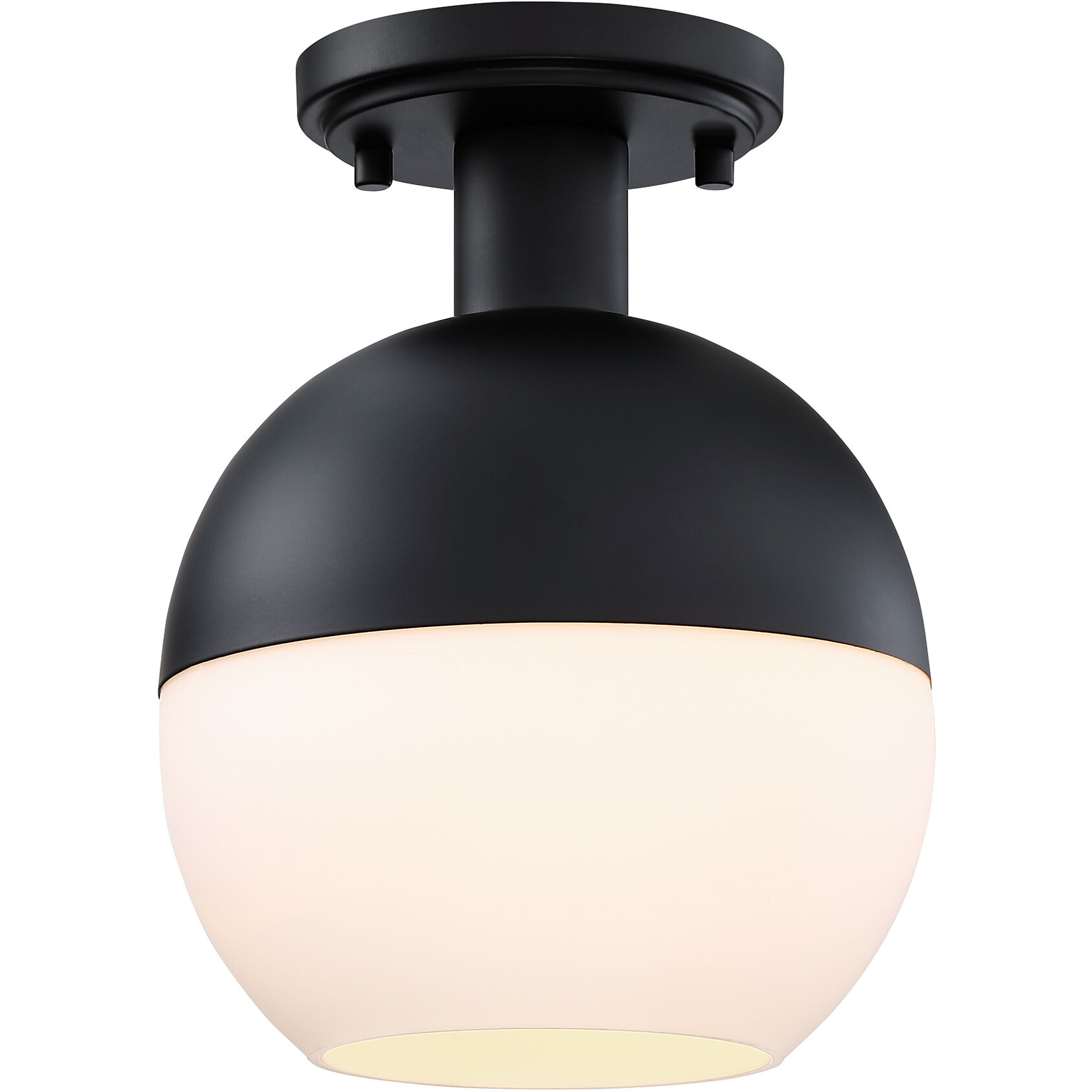 Linden 1 Light 8 inch Matte Black Semi Flush Mount Ceiling Light