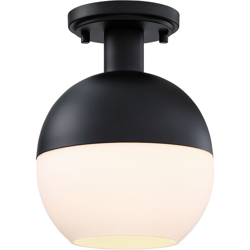 Linden 1 Light 8 inch Matte Black Semi Flush Mount Ceiling Light