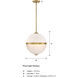 Dia 3 Light 14 inch Old Satin Brass Pendant Ceiling Light