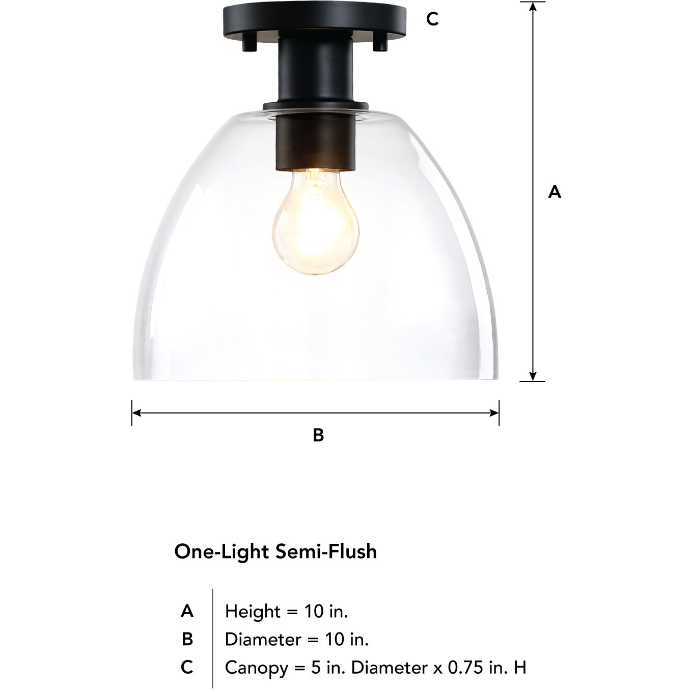 Indigo 1 Light 10 inch Matte Black Semi Flush Mount Ceiling Light