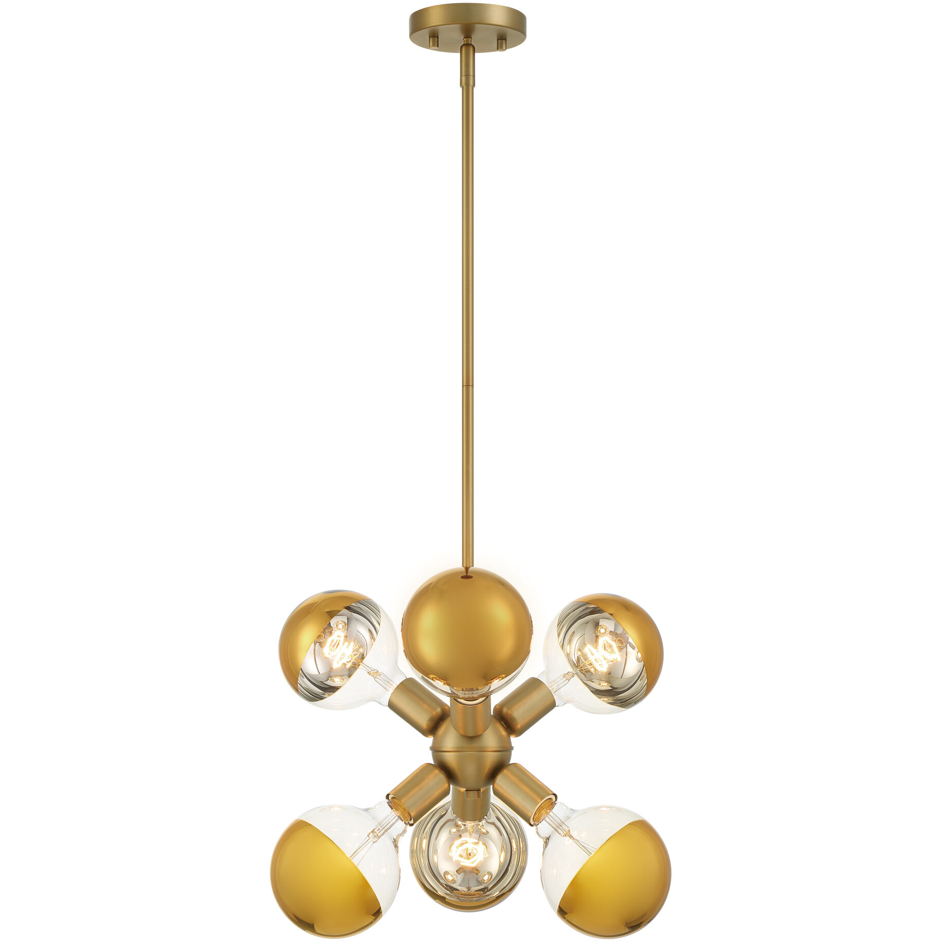 Gambit 6 Light 7 inch Brushed Gold Pendant Ceiling Light