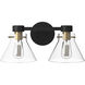 Willow Creek 2 Light 17 inch Matte Black Bath Bar Wall Light