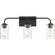 Logan 3 Light 25 inch Matte Black Bath Bar Wall Light