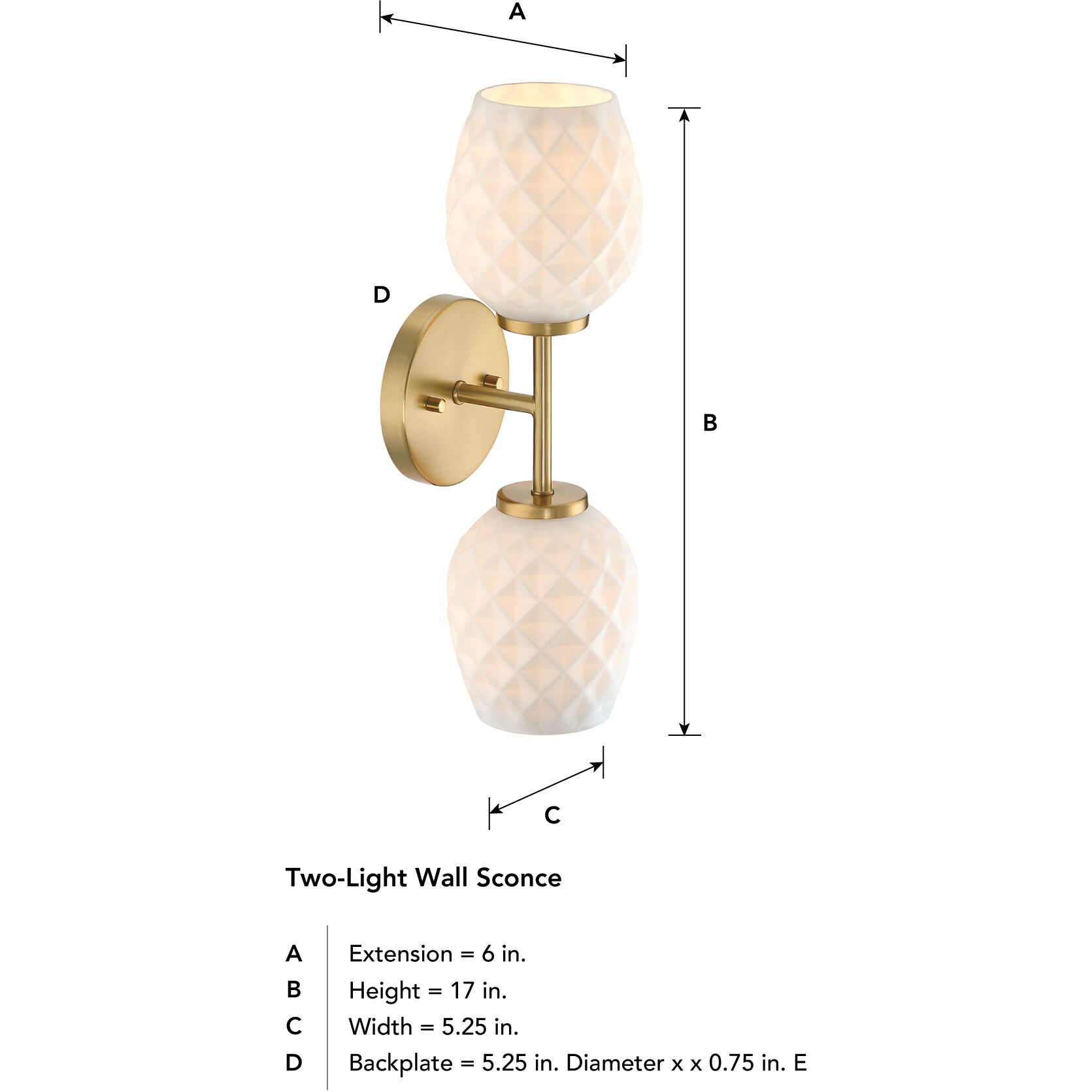 Dita 2 Light 5.25 inch Brushed Gold Wall Sconce Wall Light