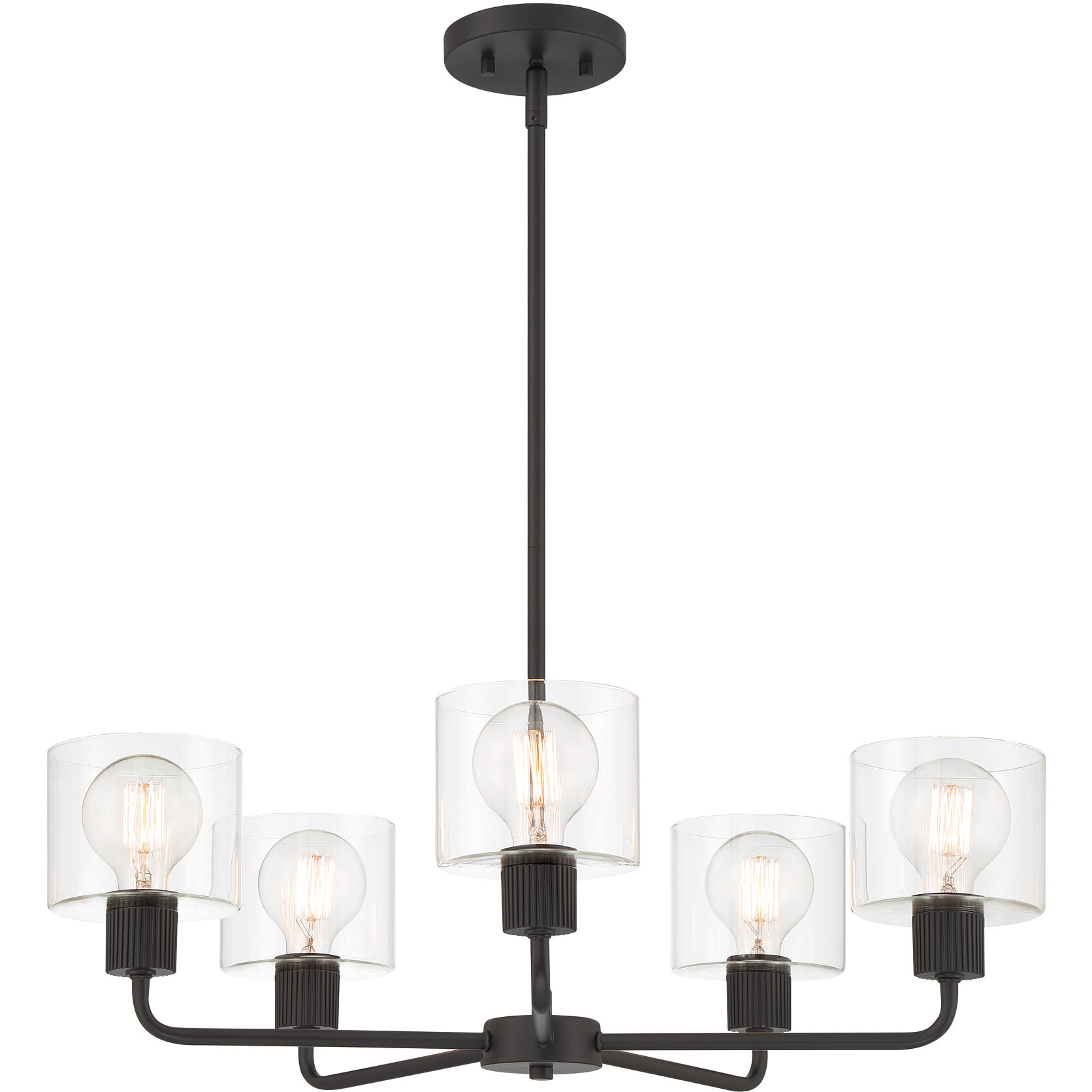 Vibrato 5 Light 27 inch Matte Black Chandelier Ceiling Light