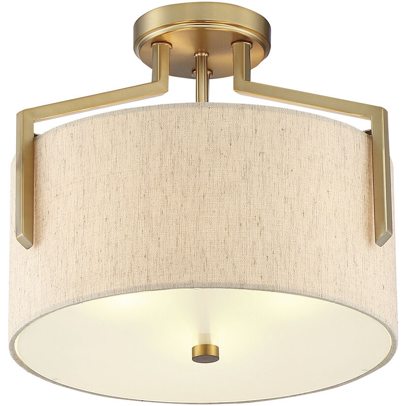 Elara 3 Light 15 inch Brushed Gold Semi-Flush Ceiling Light
