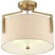 Elara 3 Light 15 inch Brushed Gold Semi-Flush Ceiling Light