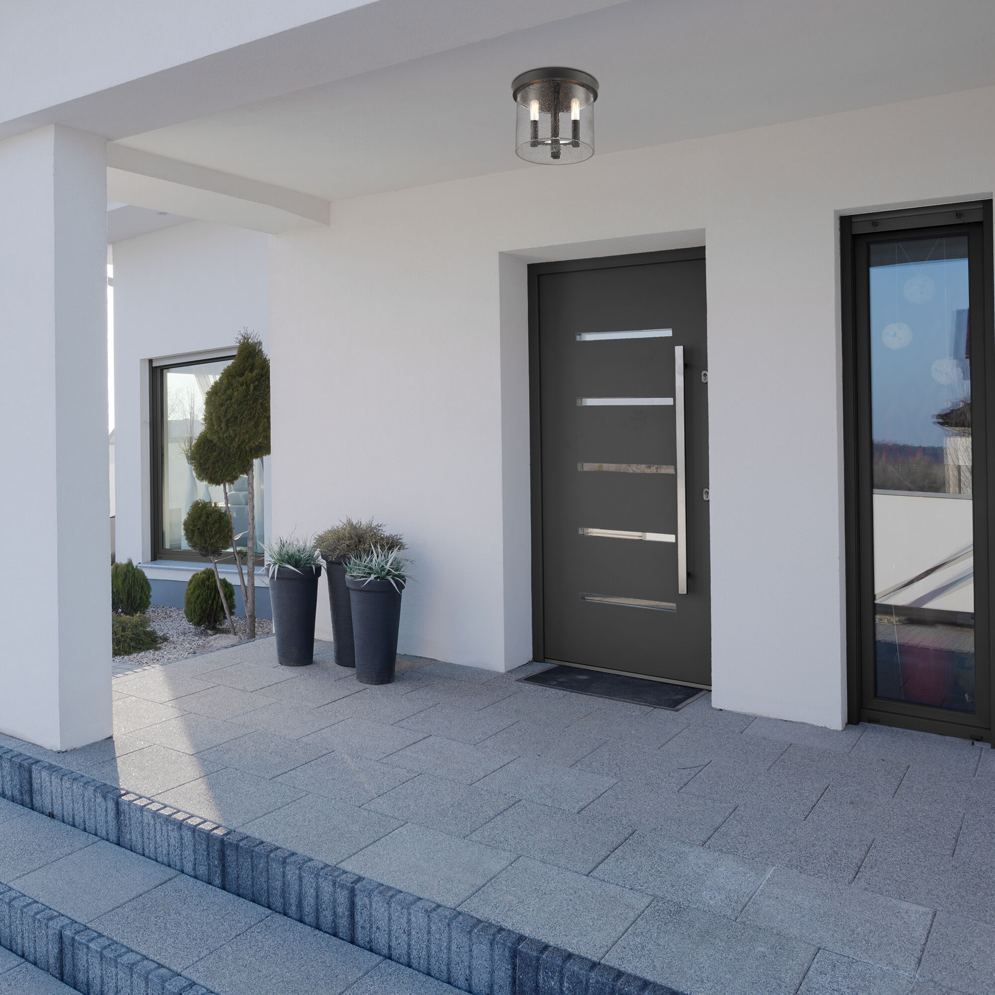 Otto 3 Light 1 inch Matte Black Flush Mount Ceiling Light