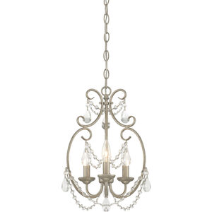Dahlia 3 Light 12 inch Aged Platinum Mini Chandelier Ceiling Light