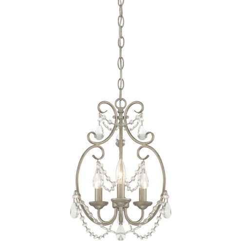 Dahlia 3 Light 12 inch Aged Platinum Mini Chandelier Ceiling Light