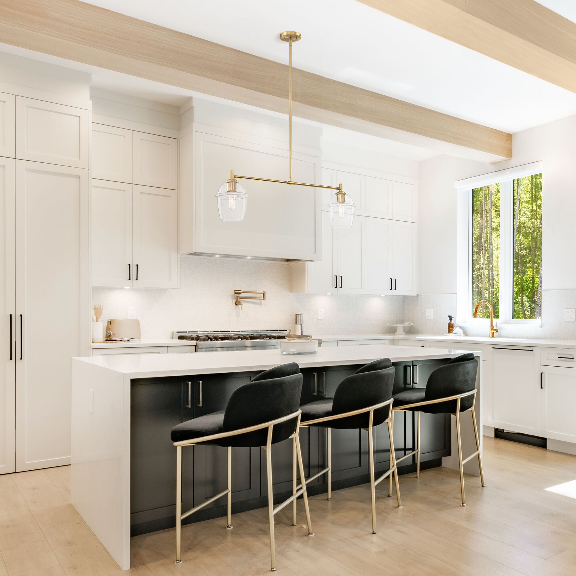 Summer Jazz 2 Light 36 inch Brushed Gold Island Pendant Ceiling Light