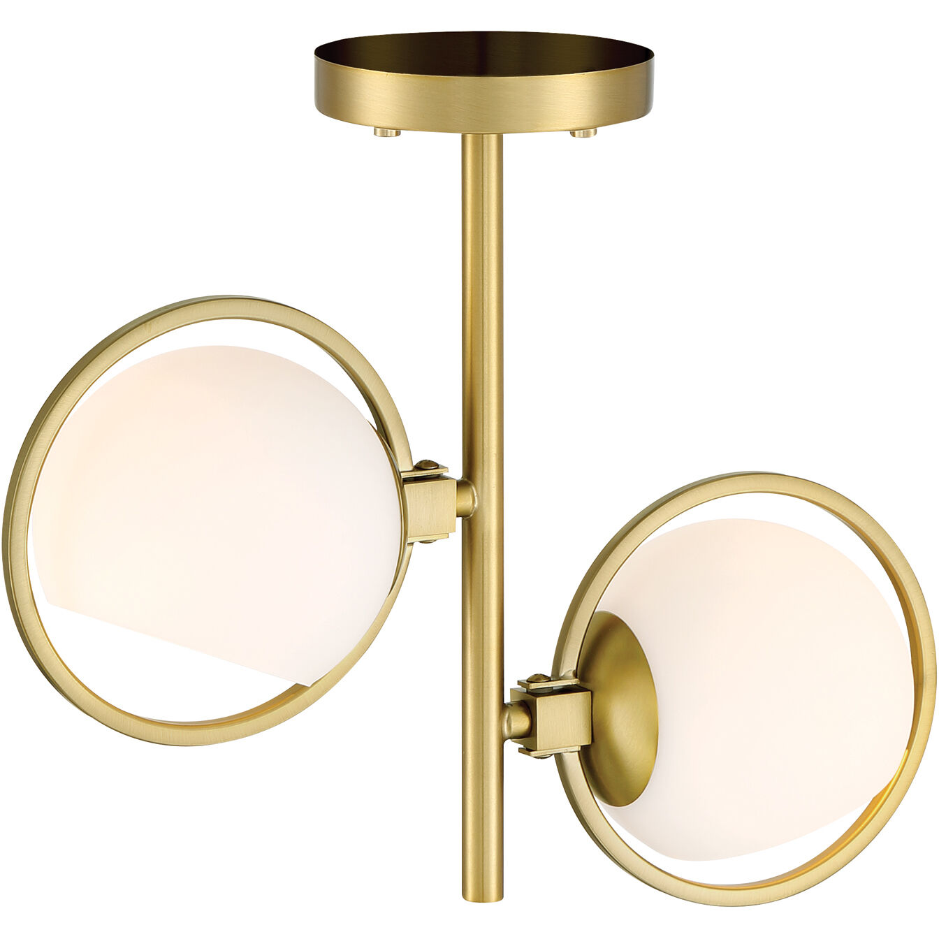 Teatro 2 Light 14.75 inch Brushed Gold Semi-Flush Mount Ceiling Light