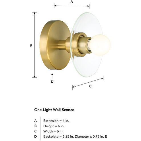 Litto 1 Light 6 inch Brushed Gold Wall Sconce Wall Light
