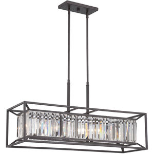 Linares 4 Light 36 inch Vintage Bronze Linear Chandelier Ceiling Light