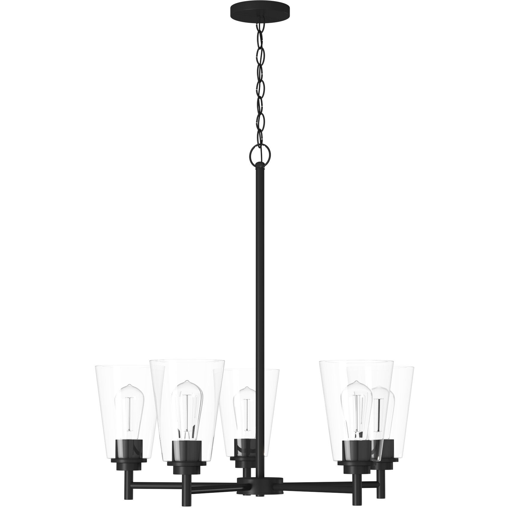 Westin 5 Light 24 inch Matte Black Chandelier Ceiling Light