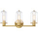Skylar 3 Light 24.5 inch Brushed Gold Vanity Light Wall Light