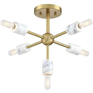 Star Dust 5 Light 16.5 inch Brushed Gold Semi Flush Mount Ceiling Light