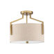 Elara 3 Light 15 inch Brushed Gold Semi-Flush Ceiling Light