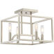 Uptown 4 Light 12 inch Satin Platinum Semi-Flush Ceiling Light