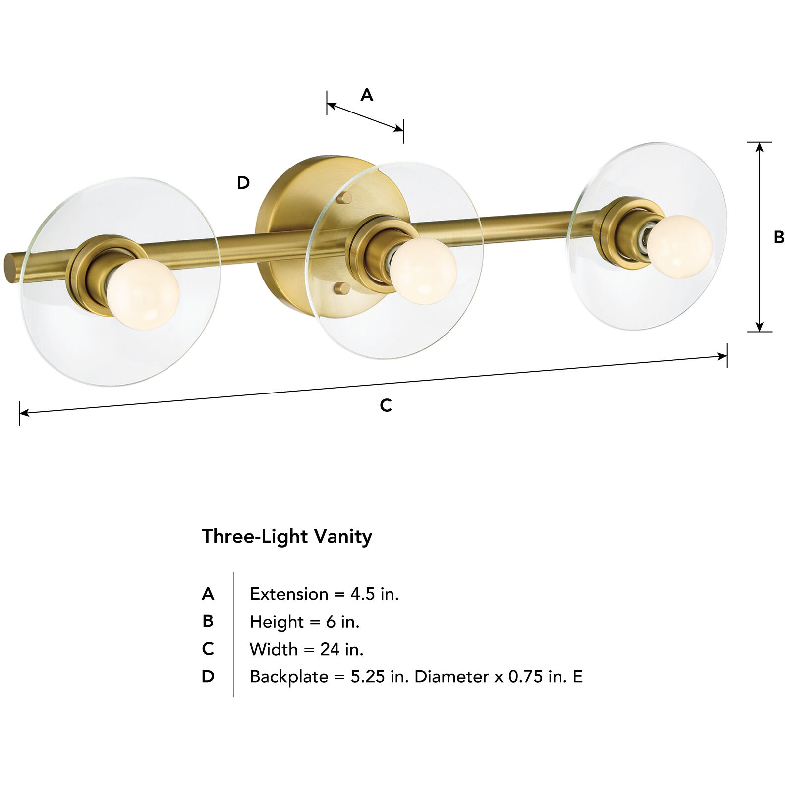 Litto 3 Light 24 inch Brushed Gold Vanity Light Wall Light