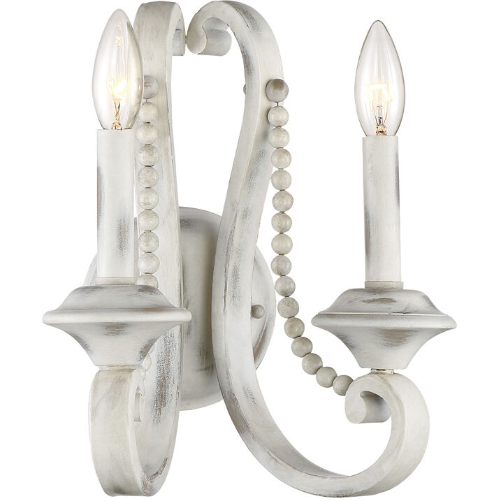 Newport 2 Light 10.25 inch Coastal Weathered White Bath Bar Wall Light