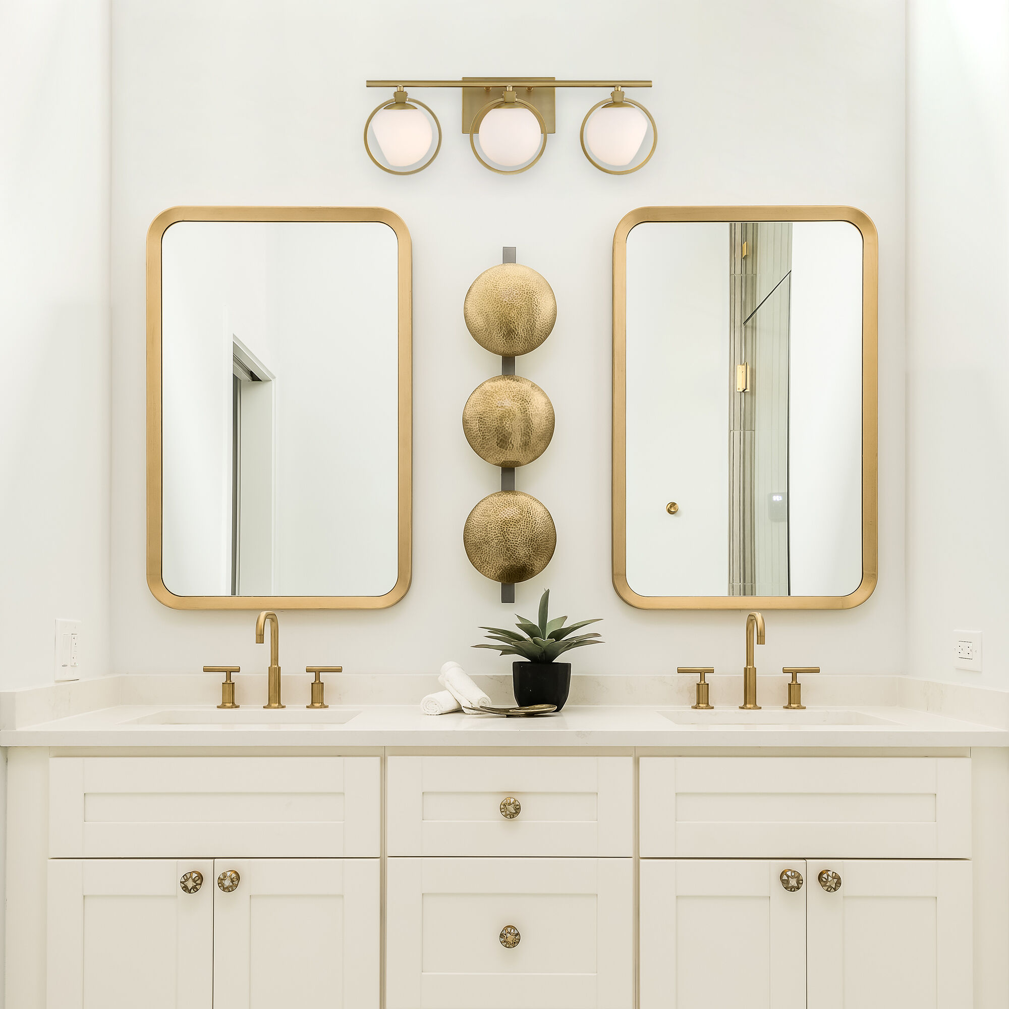White and gold vanity light outlet