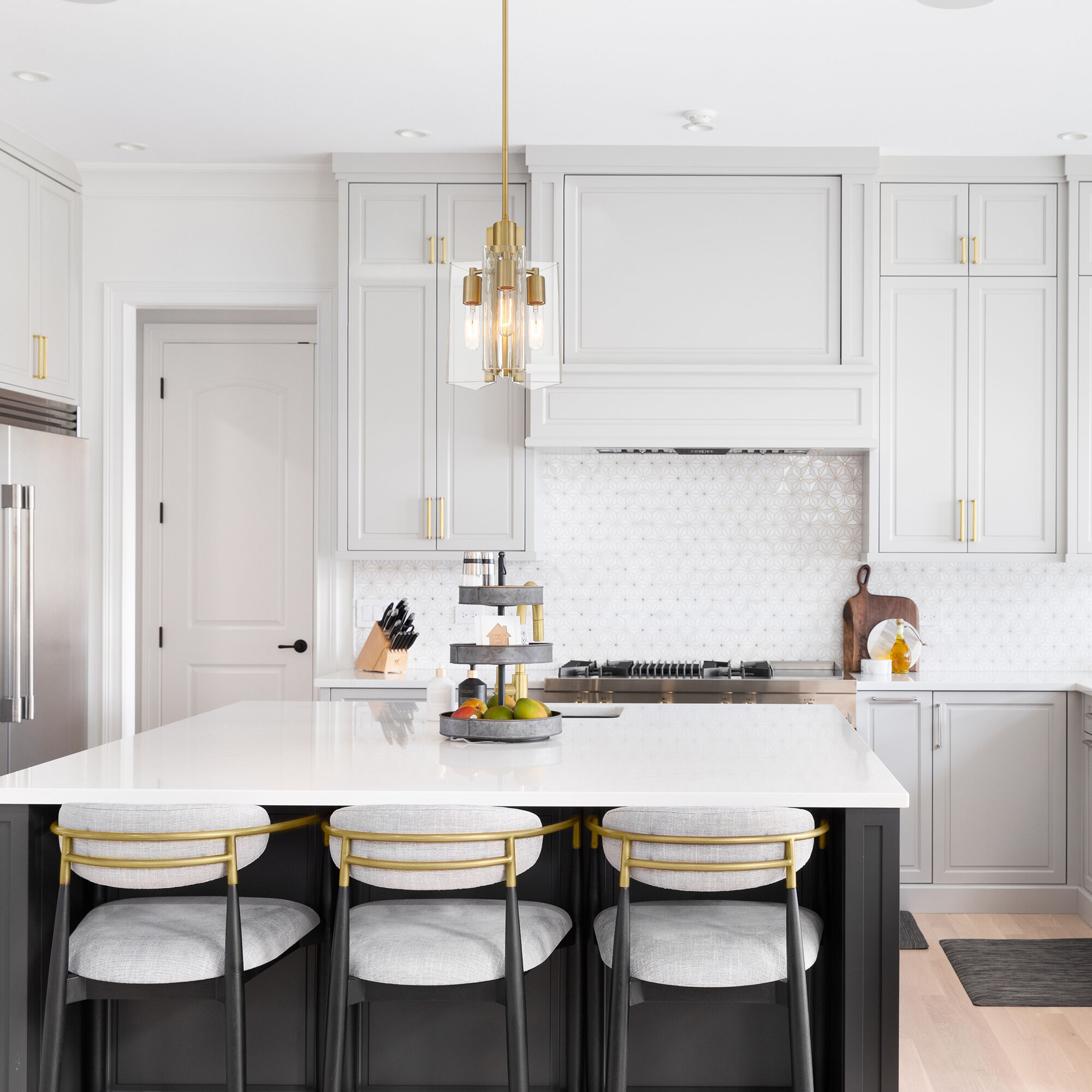 Latitude 3 Light 9.5 inch Brushed Gold Pendant Ceiling Light