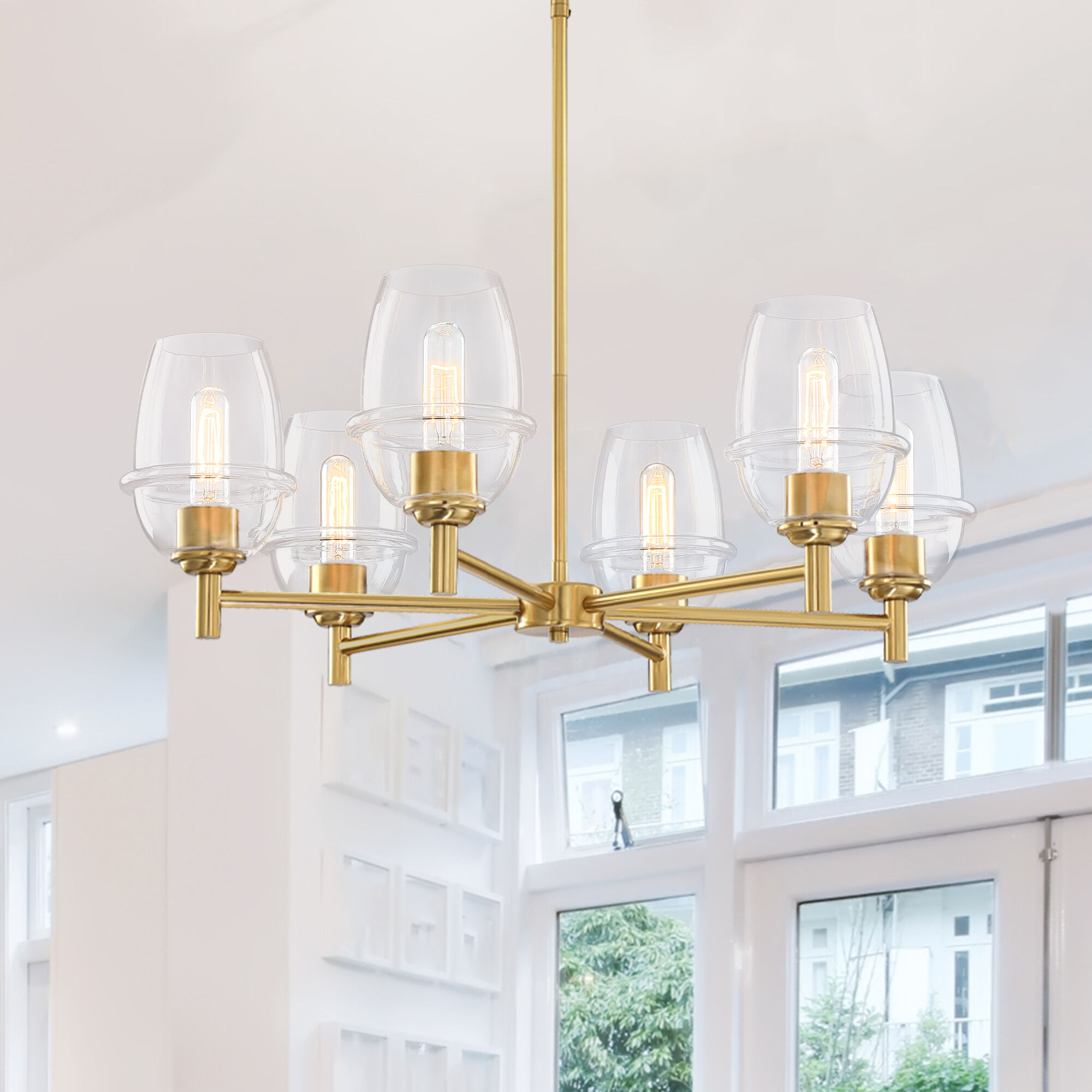 Summer Jazz 6 Light 28 inch Brushed Gold Chandelier Ceiling Light