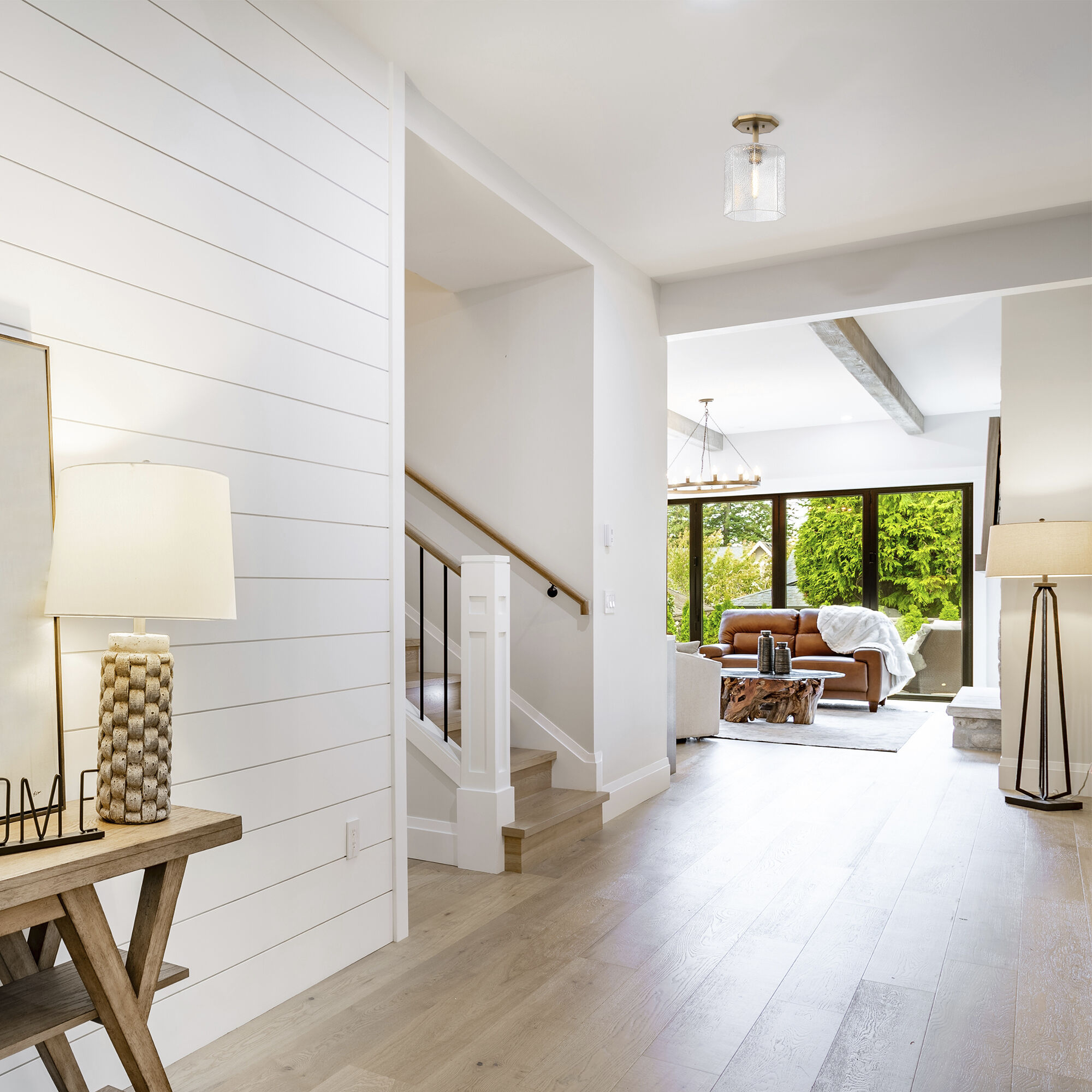 Haven LED 10 inch Old Satin Brass Semi-Flush Mount Ceiling Light