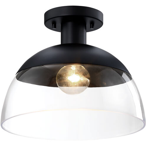 Rey 1 Light 13 inch Matte Black Semi Flush Mount Ceiling Light