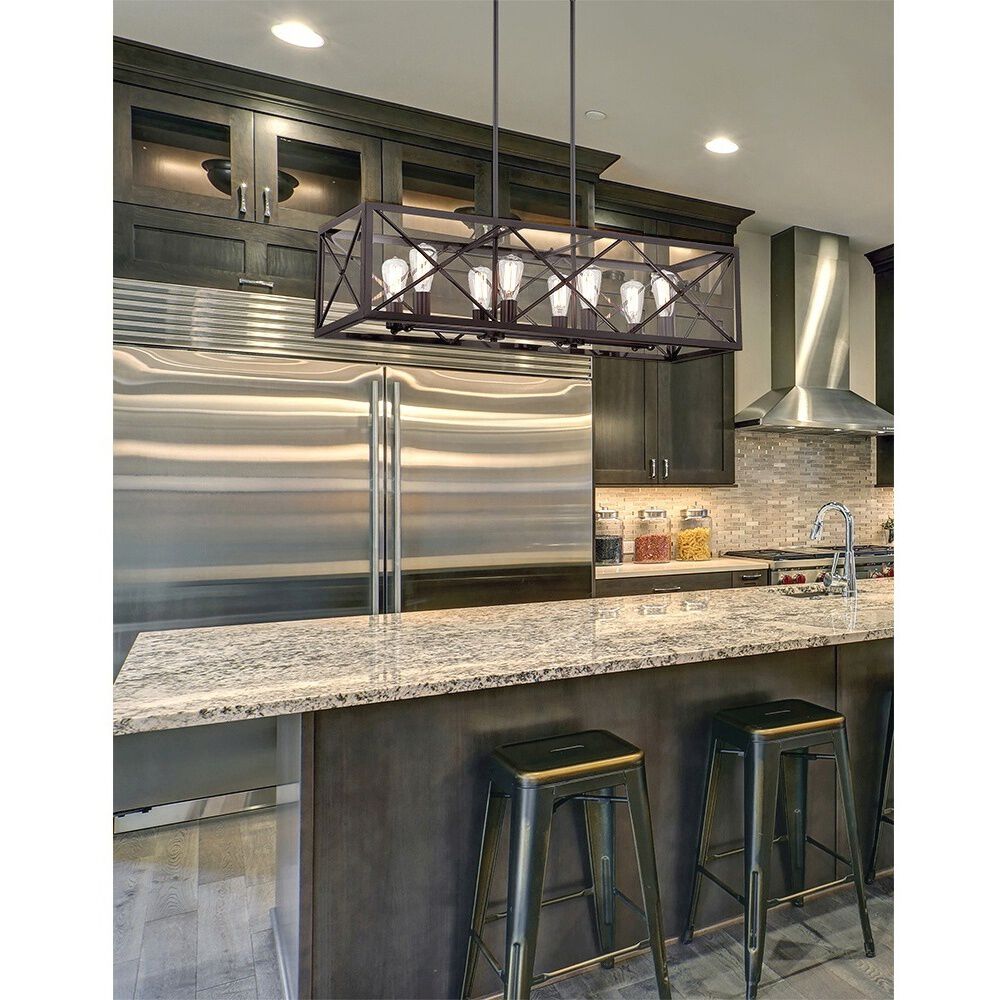 High Line 8 Light 39 inch Satin Bronze Linear Chandelier Ceiling Light