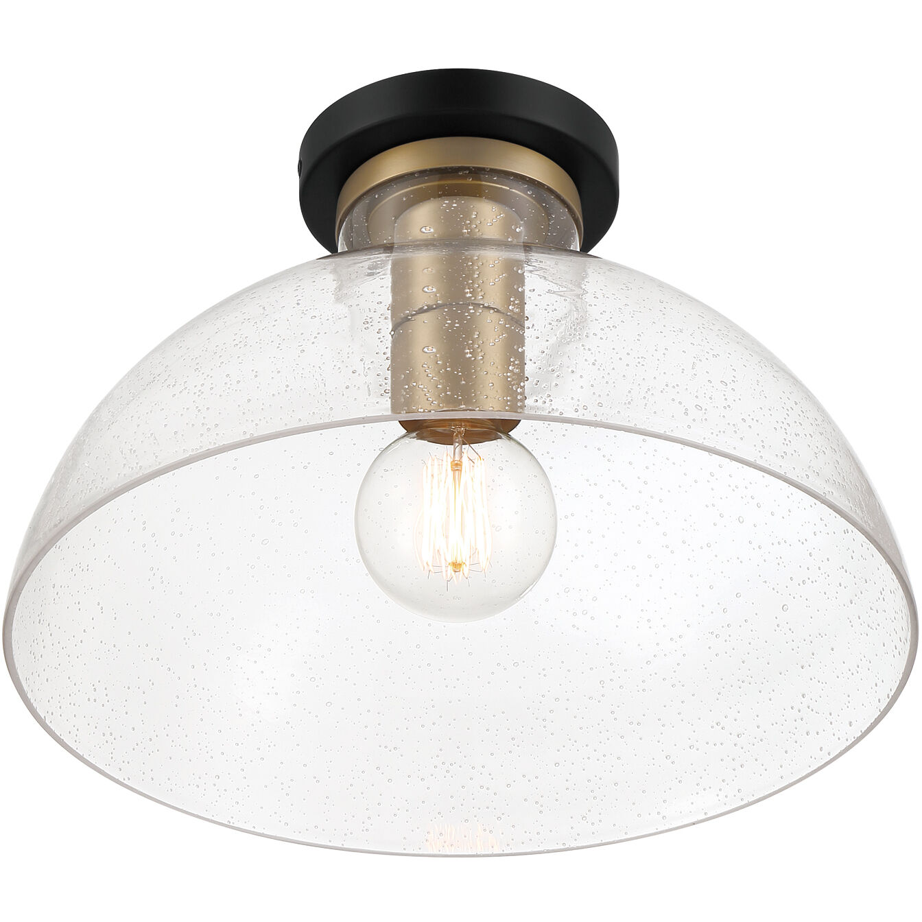 Nova 1 Light 14 inch Matte Black Semi-Flush Mount Ceiling Light