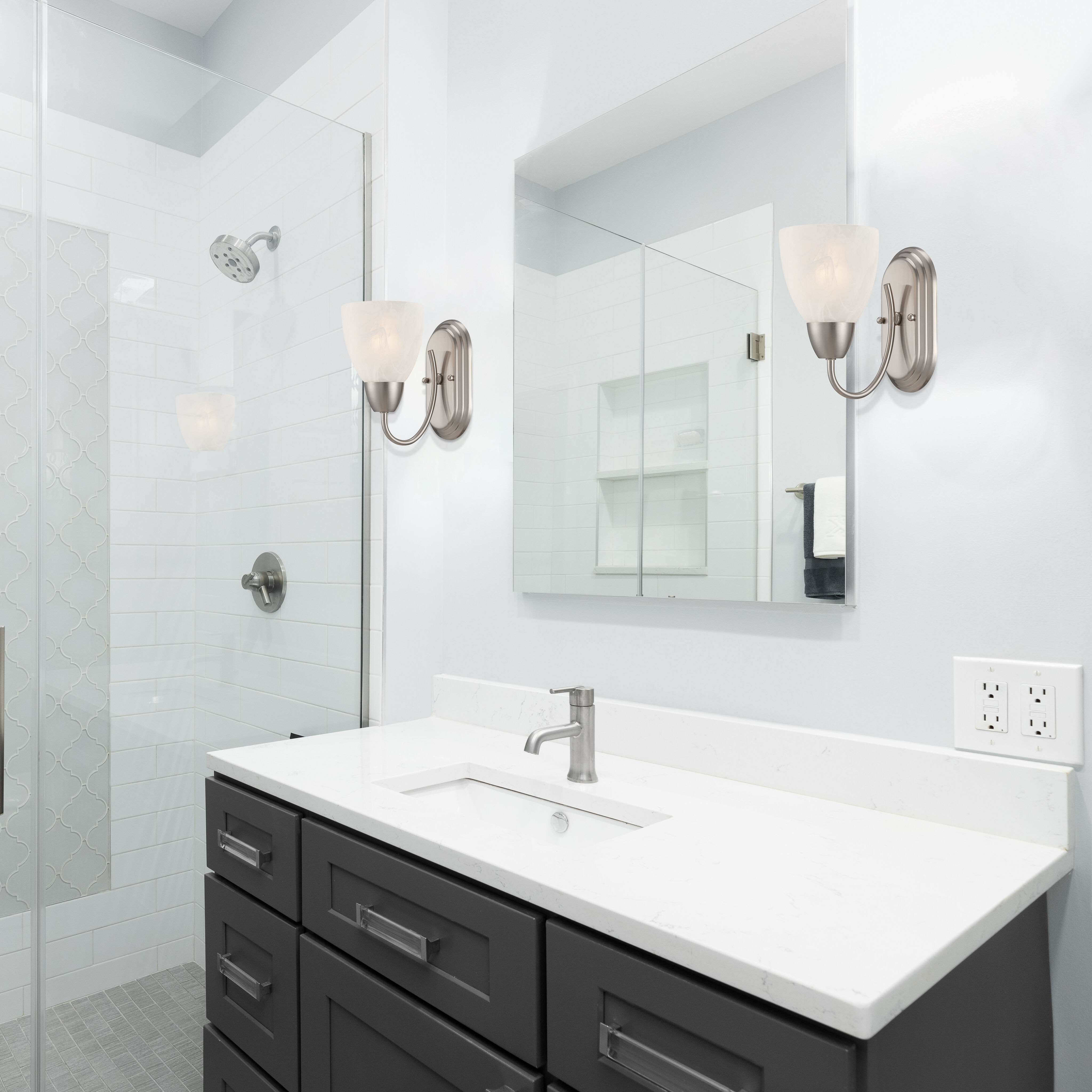 Torino 1 Light 8 inch Brushed Nickel Bath Bar Wall Light