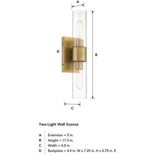 Anton 2 Light 4.5 inch Old Satin Brass Wall Sconce Wall Light
