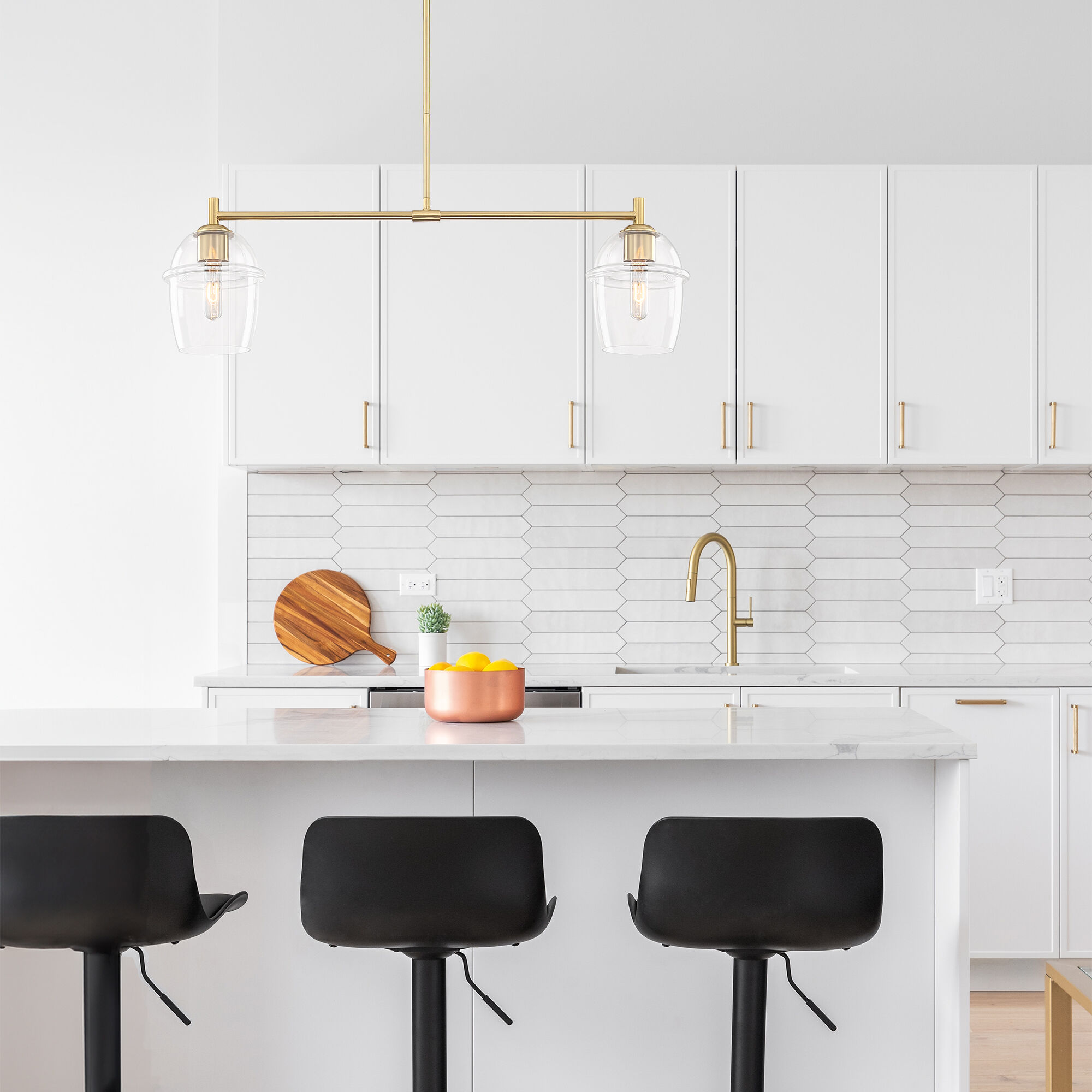 Summer Jazz 2 Light 36 inch Brushed Gold Island Pendant Ceiling Light