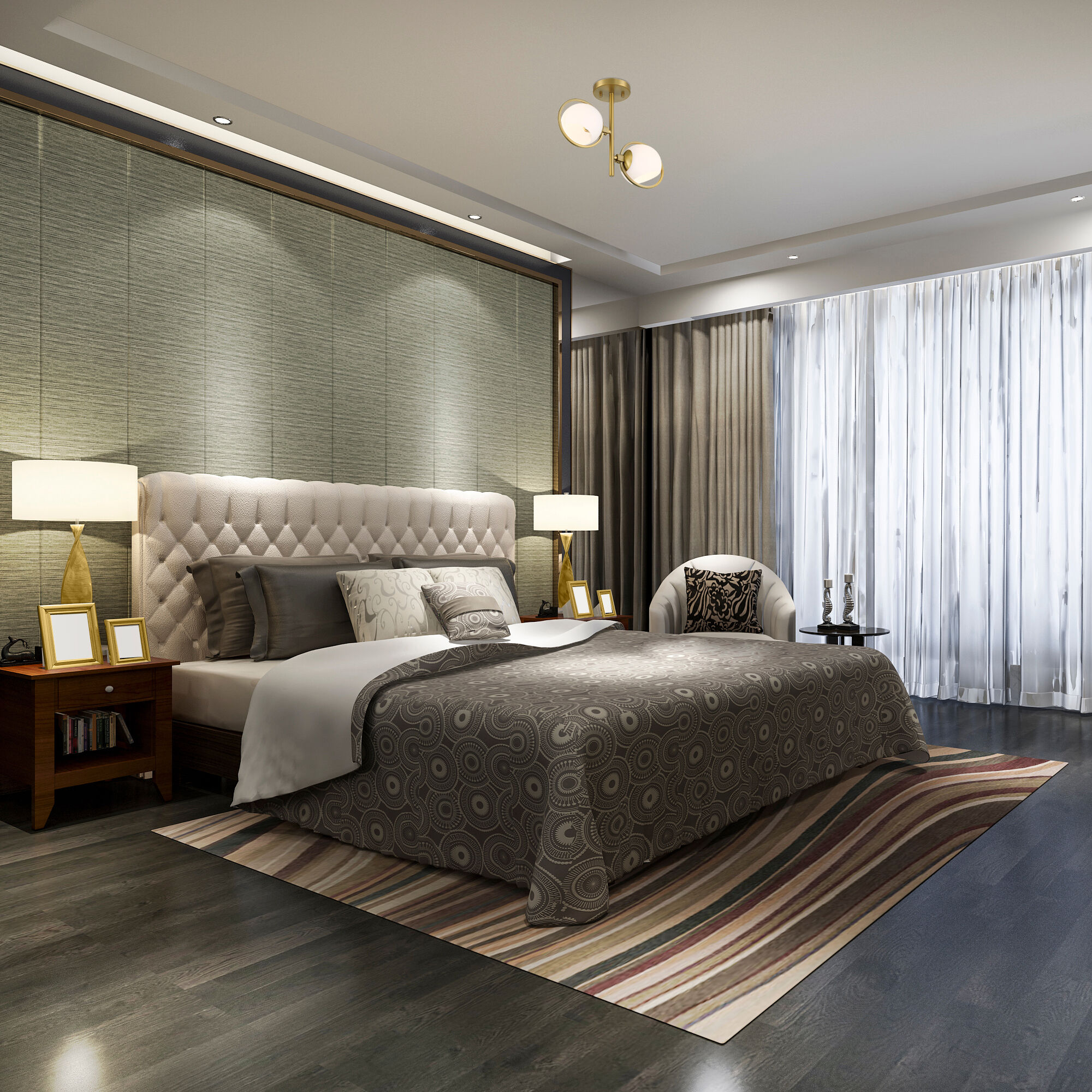 Teatro 2 Light 14.75 inch Brushed Gold Semi-Flush Mount Ceiling Light