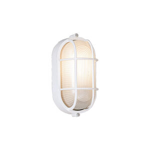 Oval 1 Light 9 inch White Outdoor Wall Bulkhead
