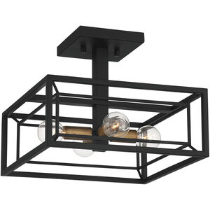 Within 4 Light 12 inch Matte Black Semi-Flush Ceiling Light