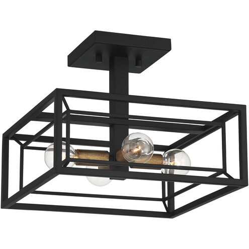 Within 4 Light 12 inch Matte Black Semi-Flush Ceiling Light