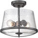 Darby 2 Light 12 inch Weathered Iron Semi-Flush Ceiling Light