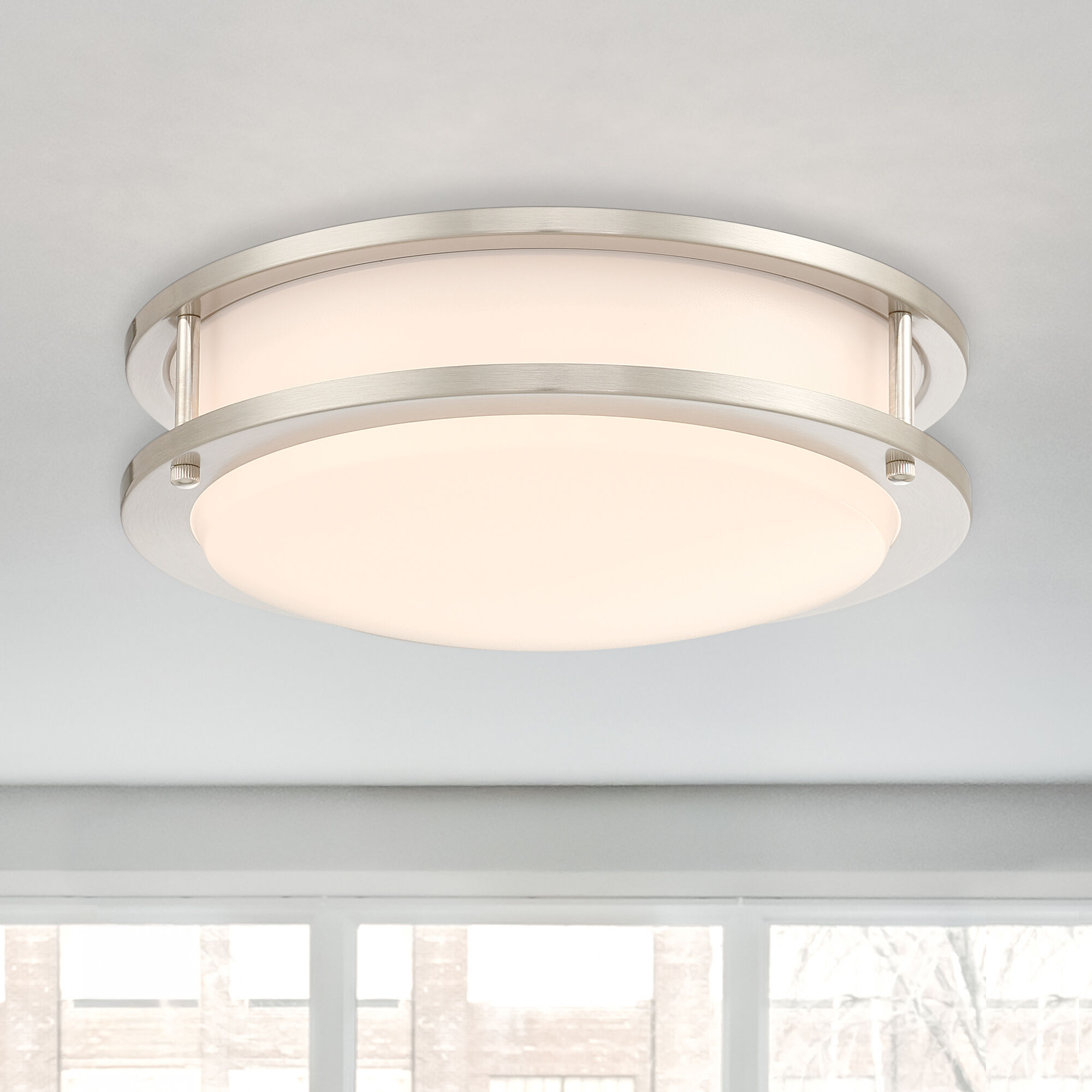 DC Series 1 Light 14 inch Brushed Nickel Flush Mount Ceiling Light