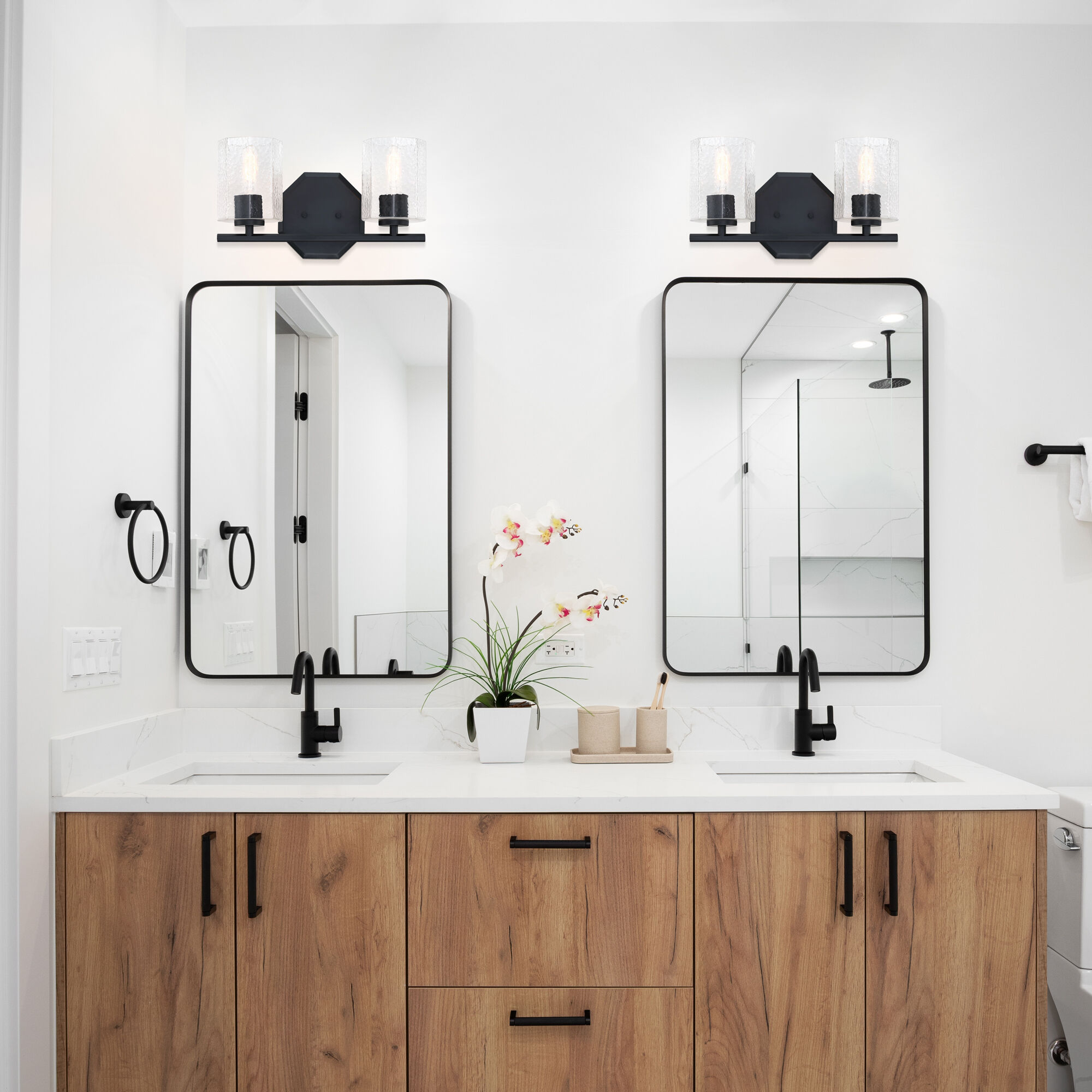 Haven 2 Light 16 inch Matte Black Vanity Light Wall Light