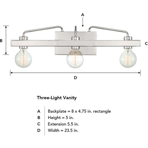 Ravella 3 Light 24 inch Polished Nickel Bath Bar Wall Light