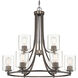 Liam 9 Light 30 inch Satin Copper Bronze Chandelier Ceiling Light