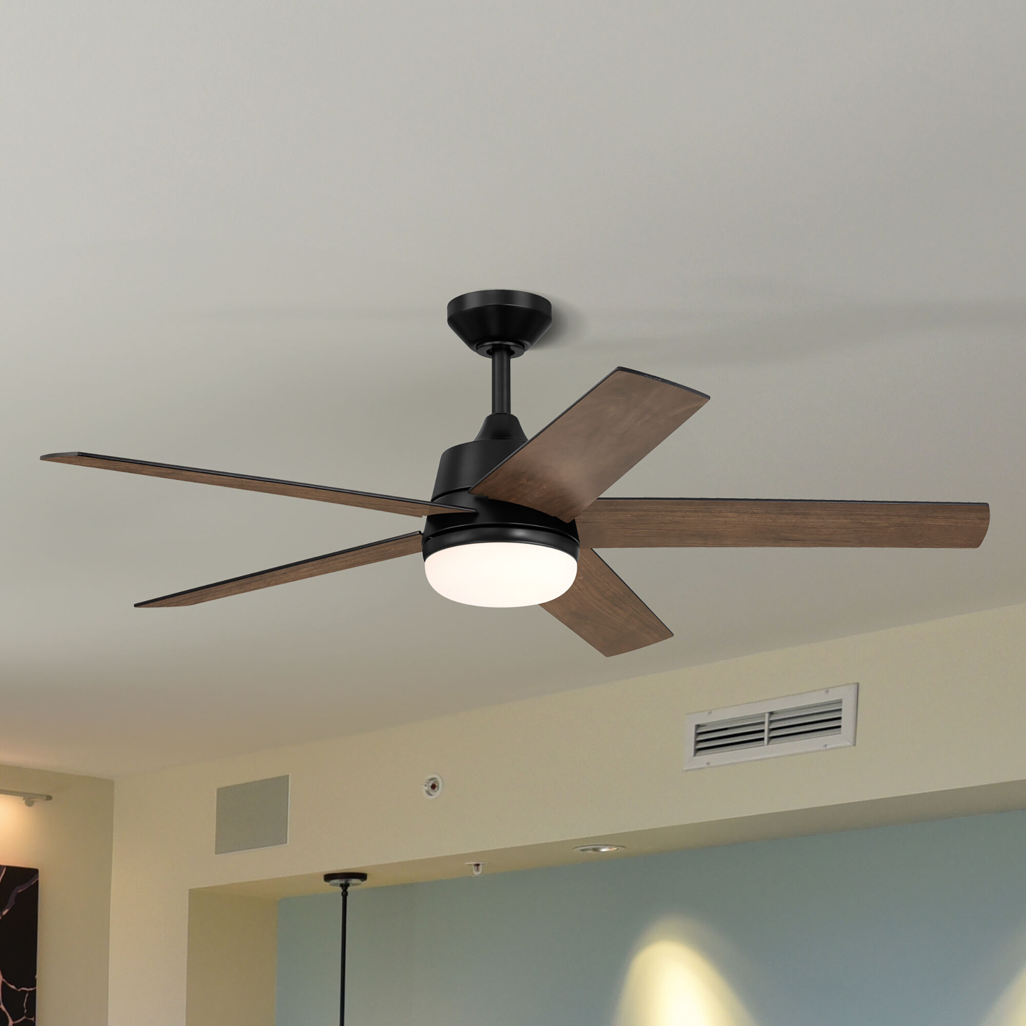 Astrea 52 inch Matte Black with Reversible Matte Black/Sepia Brown Blades Smart Color Fan