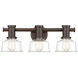 Carson 3 Light 21.5 inch Satin Copper Bronze Bath Bar Wall Light