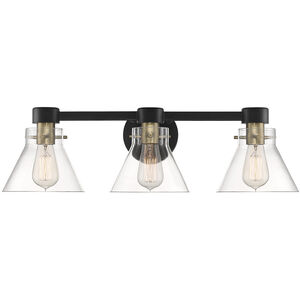 Willow Creek 3 Light 25 inch Matte Black Bath Bar Wall Light