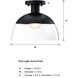 Rey 1 Light 13 inch Matte Black Semi Flush Mount Ceiling Light