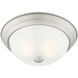 Decorative 2 Light 11 inch Pewter Flushmount Ceiling Light in Etched, Small
